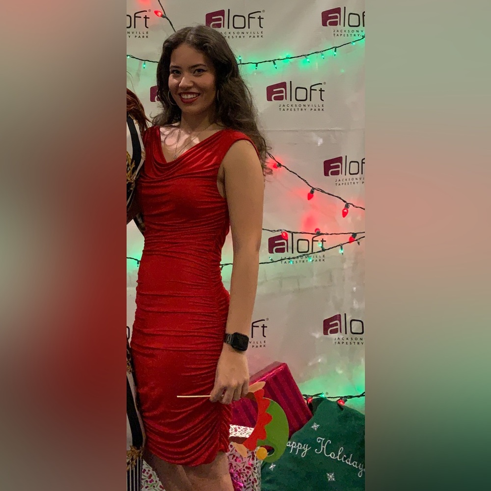 Spicy red ruched stretchy dress